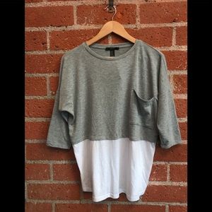 Women's 3/4 sleeve layered look shirt tail top